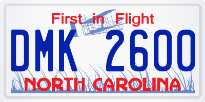 NC license plate DMK2600