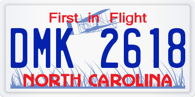 NC license plate DMK2618
