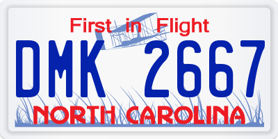 NC license plate DMK2667