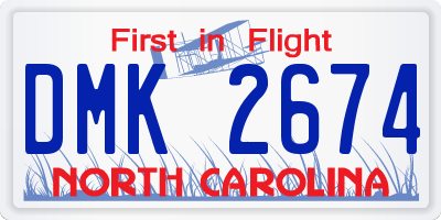 NC license plate DMK2674