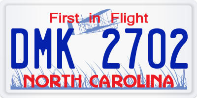 NC license plate DMK2702
