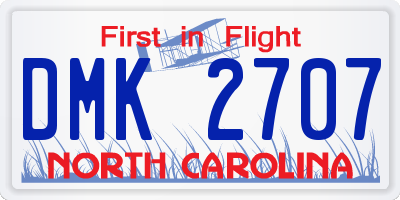 NC license plate DMK2707