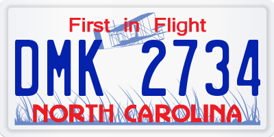 NC license plate DMK2734