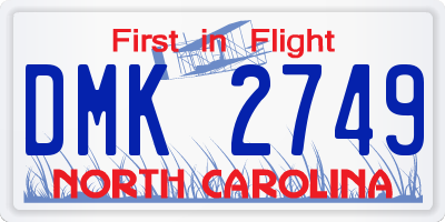 NC license plate DMK2749