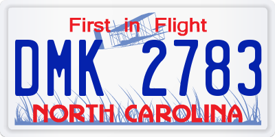 NC license plate DMK2783