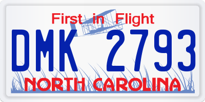 NC license plate DMK2793