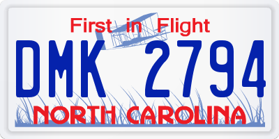 NC license plate DMK2794