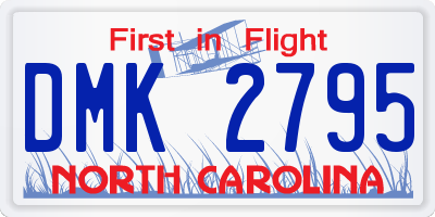 NC license plate DMK2795