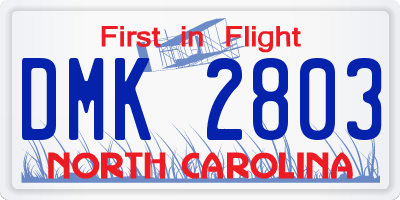 NC license plate DMK2803