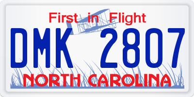 NC license plate DMK2807