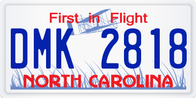 NC license plate DMK2818