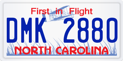 NC license plate DMK2880