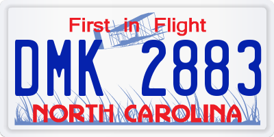 NC license plate DMK2883