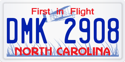 NC license plate DMK2908