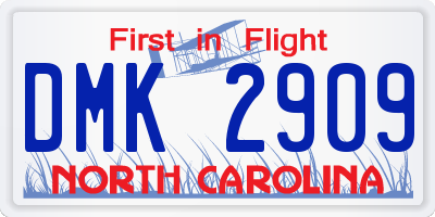 NC license plate DMK2909