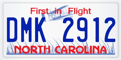 NC license plate DMK2912