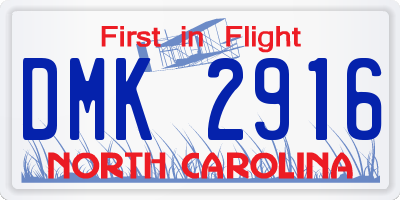 NC license plate DMK2916