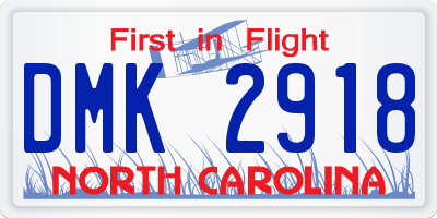 NC license plate DMK2918