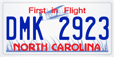 NC license plate DMK2923