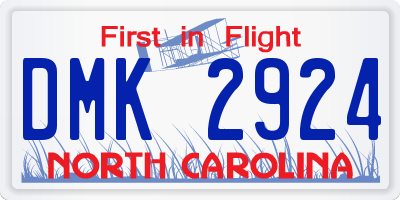 NC license plate DMK2924