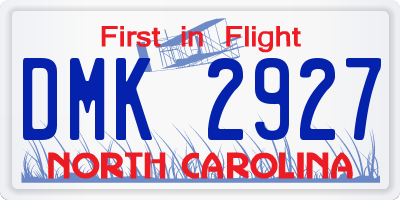 NC license plate DMK2927