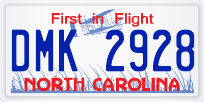 NC license plate DMK2928