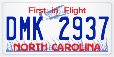 NC license plate DMK2937