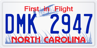 NC license plate DMK2947