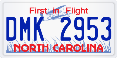 NC license plate DMK2953