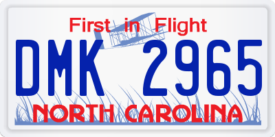 NC license plate DMK2965