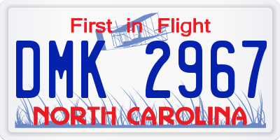 NC license plate DMK2967