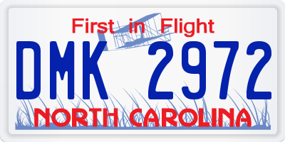 NC license plate DMK2972