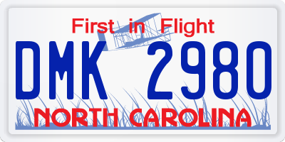 NC license plate DMK2980