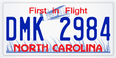 NC license plate DMK2984