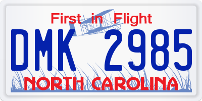 NC license plate DMK2985