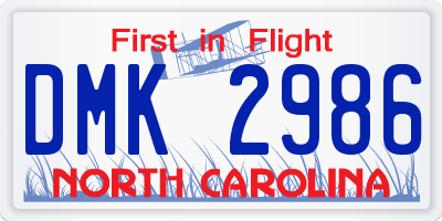 NC license plate DMK2986