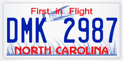 NC license plate DMK2987