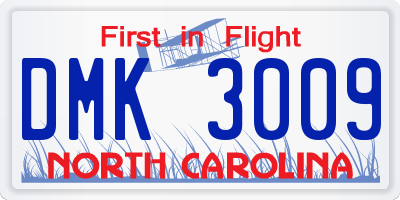 NC license plate DMK3009