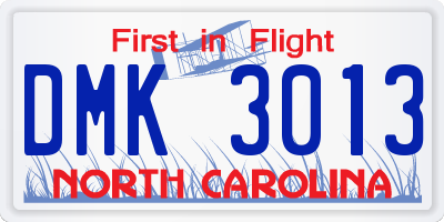 NC license plate DMK3013