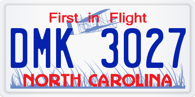 NC license plate DMK3027