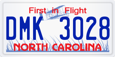 NC license plate DMK3028