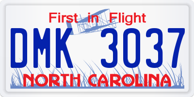 NC license plate DMK3037