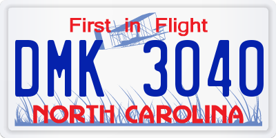 NC license plate DMK3040