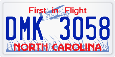 NC license plate DMK3058