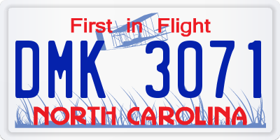 NC license plate DMK3071