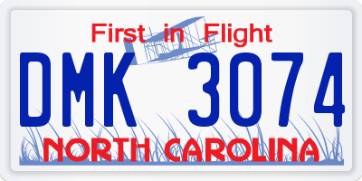 NC license plate DMK3074