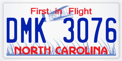 NC license plate DMK3076