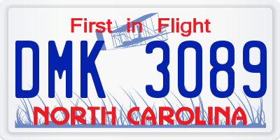 NC license plate DMK3089
