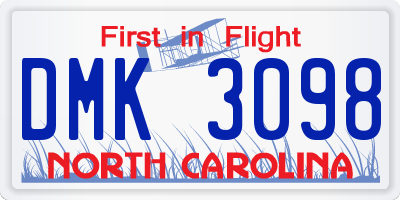 NC license plate DMK3098