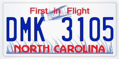 NC license plate DMK3105